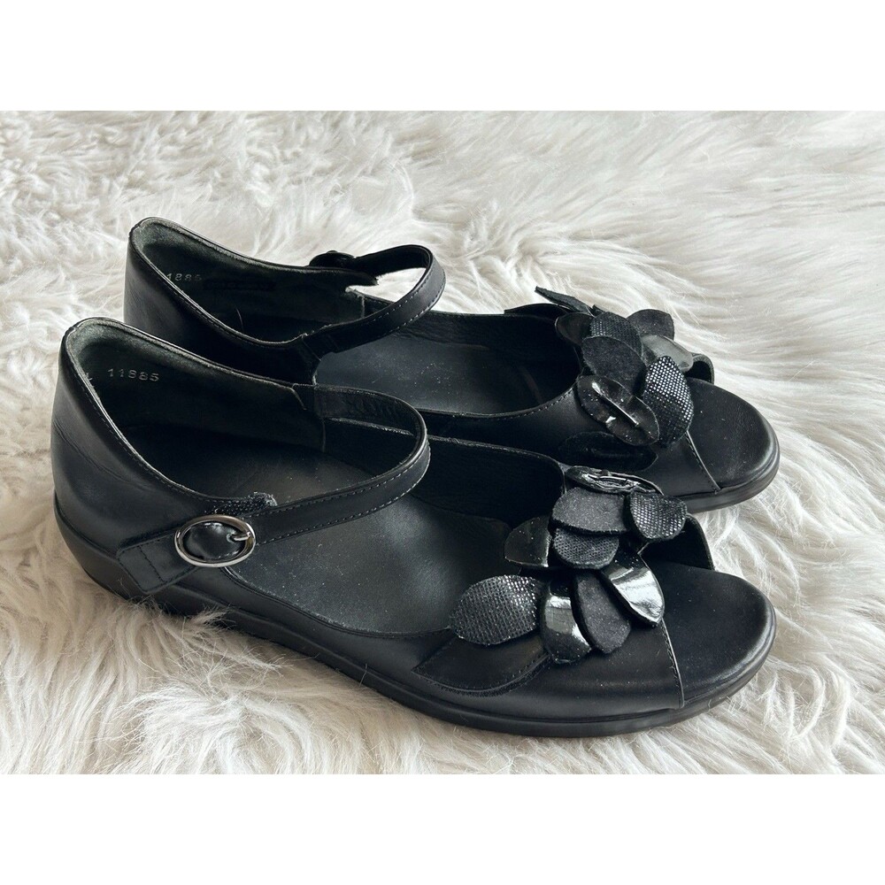 Ziera Petal Ditzy Mary Jane Flats Women’s 40 Black Leather Comfort Shoes